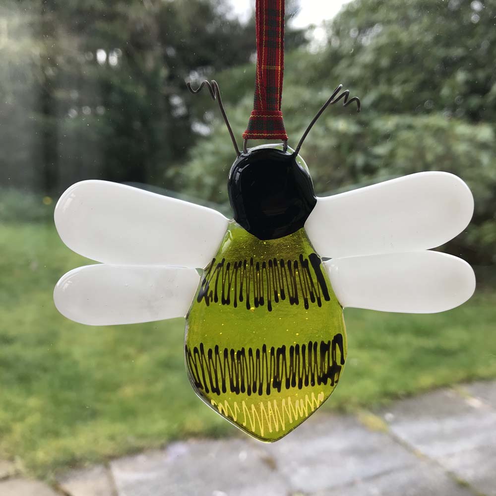 Bee Fused Glass Sun Catcher - Many Thanks